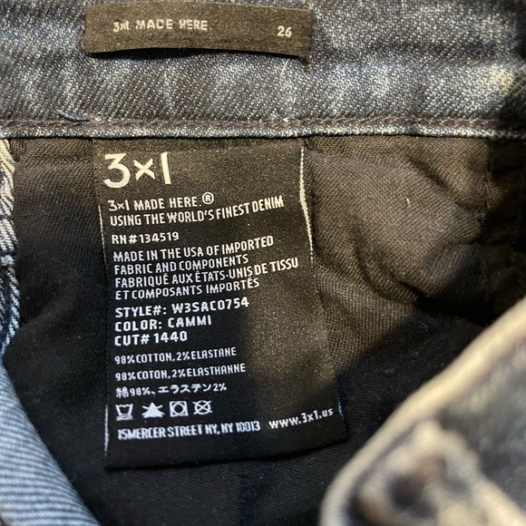 3x1 Blue High Rise Skinny Jeans, size 26. - Picture 3 of 3